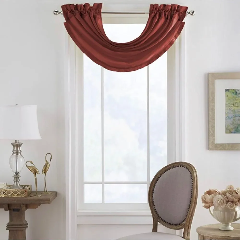 Elrene Home Fashions Versailles Faux Silk Waterfall Window Valances-3 total